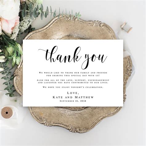 Wedding Thank You Letter, Thank You Note, Printable Wedding In Lieu of Favor Card, Fully